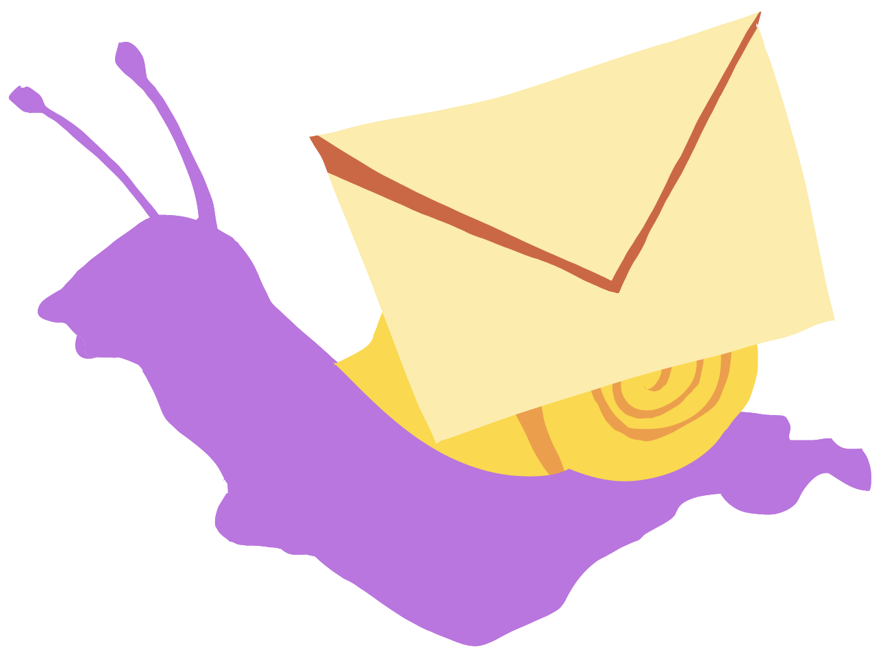 logo: a purple snail carrying a mail envelope on its shell.